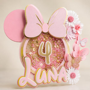 Topo de bolo Shaker Luxo personalizado Luna