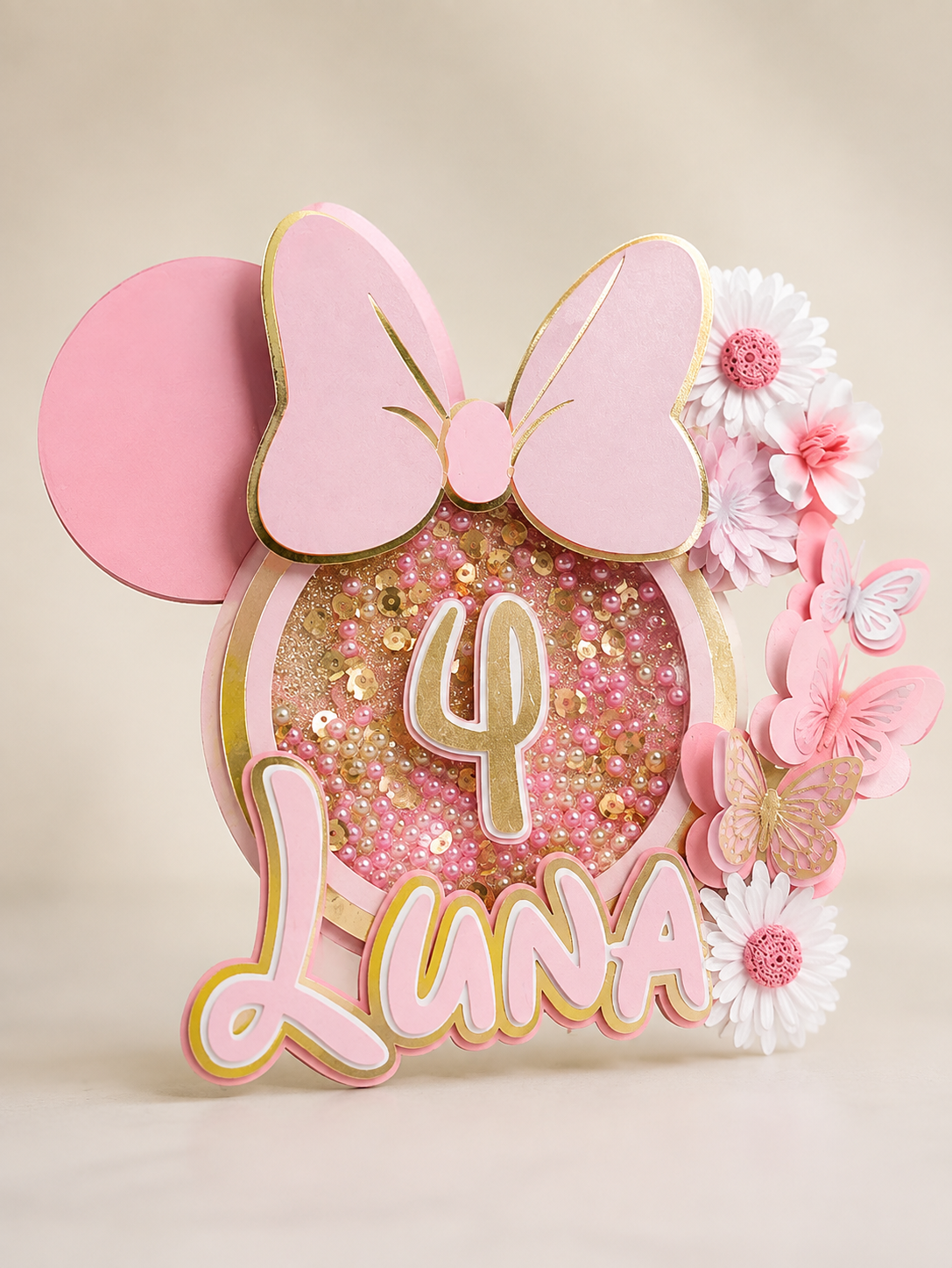 Topo de bolo Shaker Luxo personalizado Luna